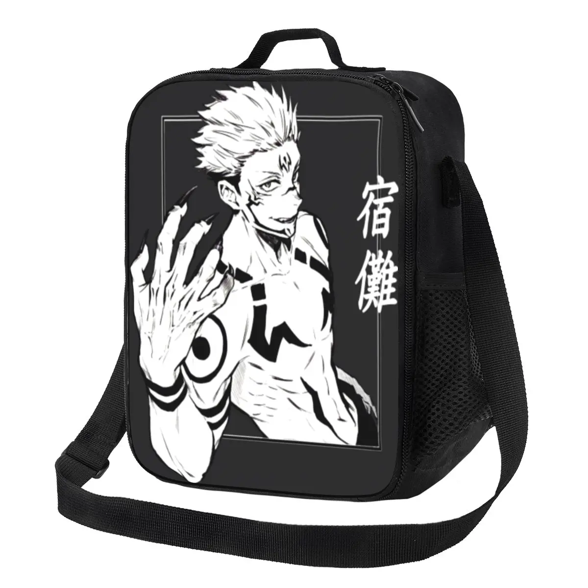 

Custom Cool Anime Sukuna Jujutsu Kaisen Lunch Bag Women Warm Cooler Insulated Lunch Box for Kids School