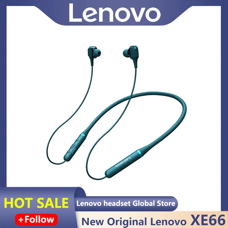 

Original Lenovo XE66 TWS Dual Dynamic Neckband Headphones Bluetooth Wireless Earphones IPX5 Waterproof Sports Headset with Mic