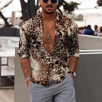 luxury fashion men shirts oversized buttoned casual leopard print long sleeve tops mens clothing hawaii prom blouses cardigan