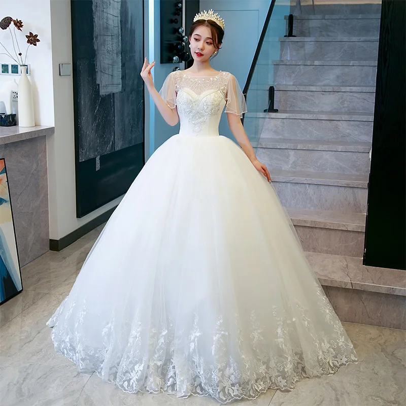 

French Light Wedding Dress 2023 New Bridal Main Yarn Retro Elegant Dress Simple Elegant Figure Flattering Floor-Length Wedding D