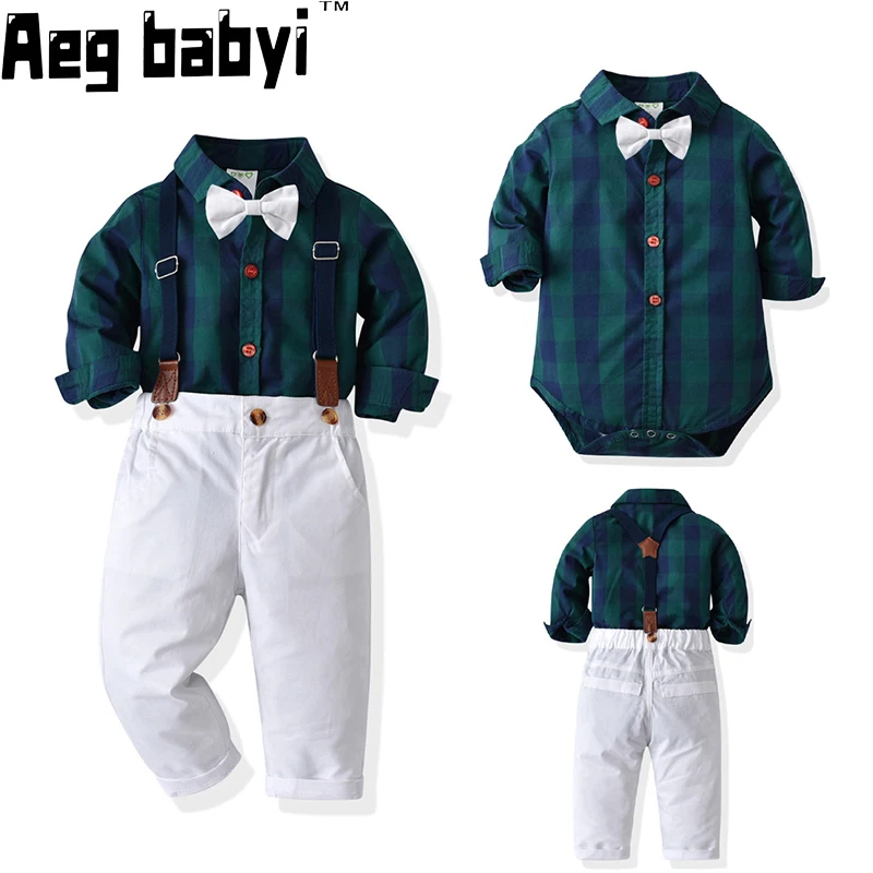 

Новый детский комбинезон, комплект одежды для мальчиков с шапкой-бантом, джентльменский осенне-весенний костюм с бантом, Детский боди, комплект женской одежды