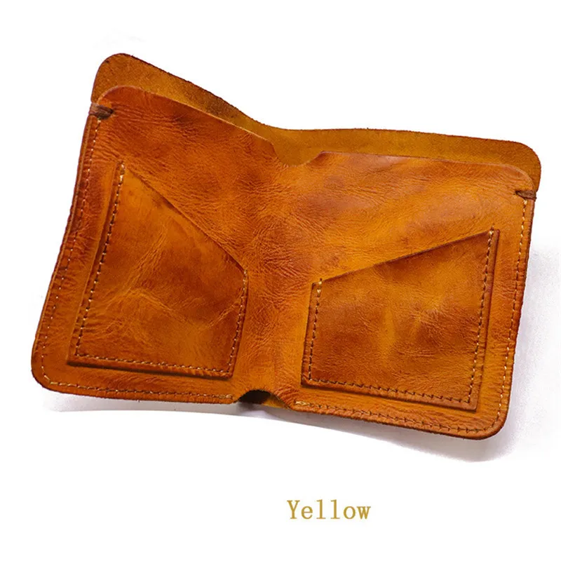 Retro fashion high quality natural genuine leather men women's universal short wallet Minimalist credit card real cowhide wallet