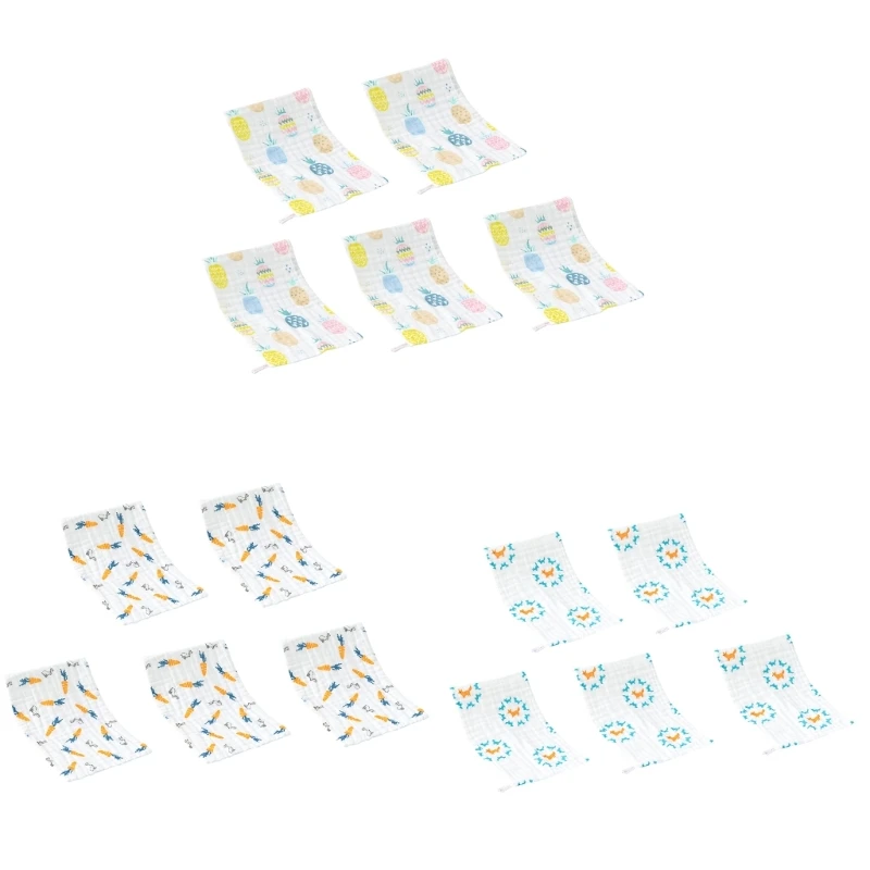 

K92A 5Pcs Baby Girls Washcloth Handkerchief 6 Layers Breathable Baby Washcloths