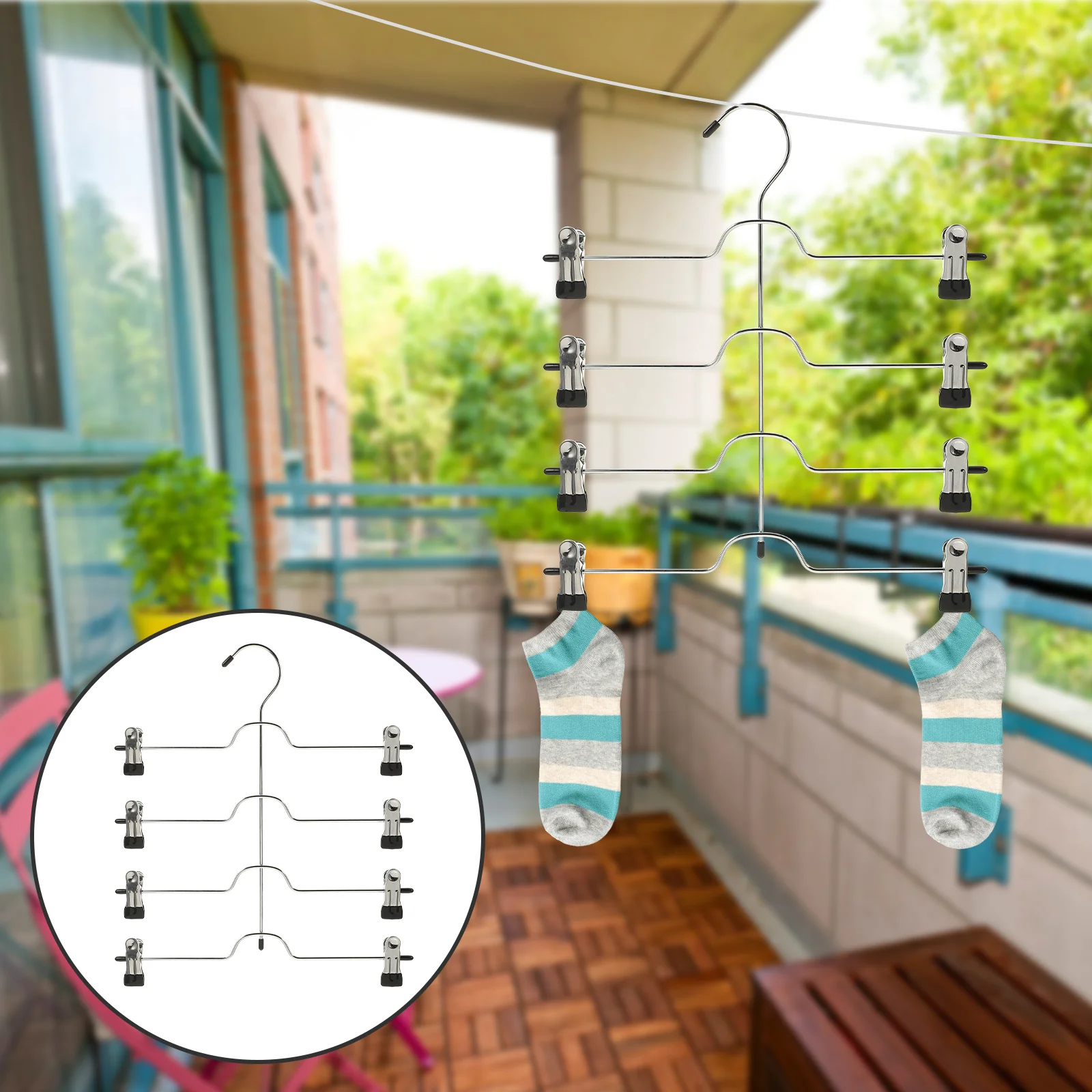 

Multi-layers Skirt Hanger Clothes Hanger Metal Hanger for Socks Pants with Clips