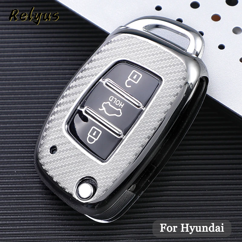

Carbon Grain TPU Car Key Case Protector for Hyundai Tucson Creta ix25 i10 i20 i30 Verna Mistra Elantra Santa Fe Key Cover
