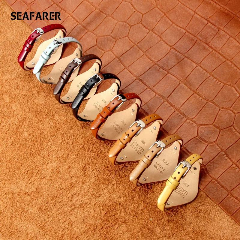 Genuine Leather Watch Strap Women Watchband for Fossil ES3077 2830 3262 3060 4176 4119 4026 4340 Small Bracelet 8mm Watch Band