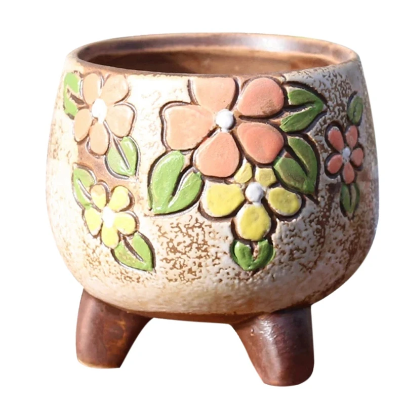 

Садовый горшок ручной росписи, приблизительная керамика, простой маленький старинный ворс, Воздухопроницаемый горшок для большого пальца, ...