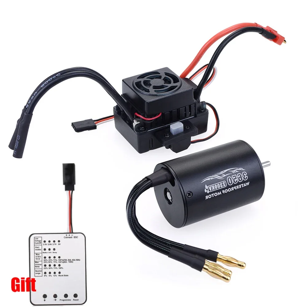 Фото Surpass Hobby Водонепроницаемый 3650 2300KV 3100KV 3900KV Бесщеточный двигатель с 60A ESC с комбинированной карточкой для 1/10 RC Car Truck Toy №1