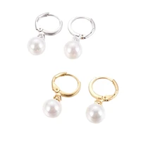 20 pairs brass leverback earrings with shell pearl long lasting plated mixed color 25mm for fashion pearl earrings jewelry gifts