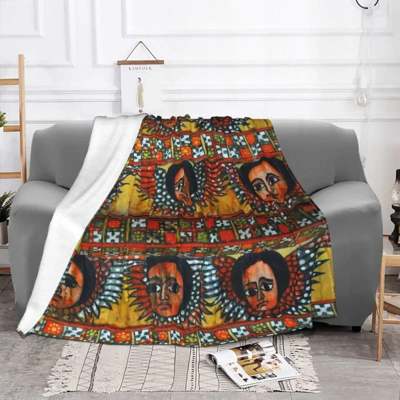 

Ethiopian Painting Art Africa Blankets Coral Fleece Plush Summer Multifunction Ultra-Soft Throw Blanket for Home Car Quilt