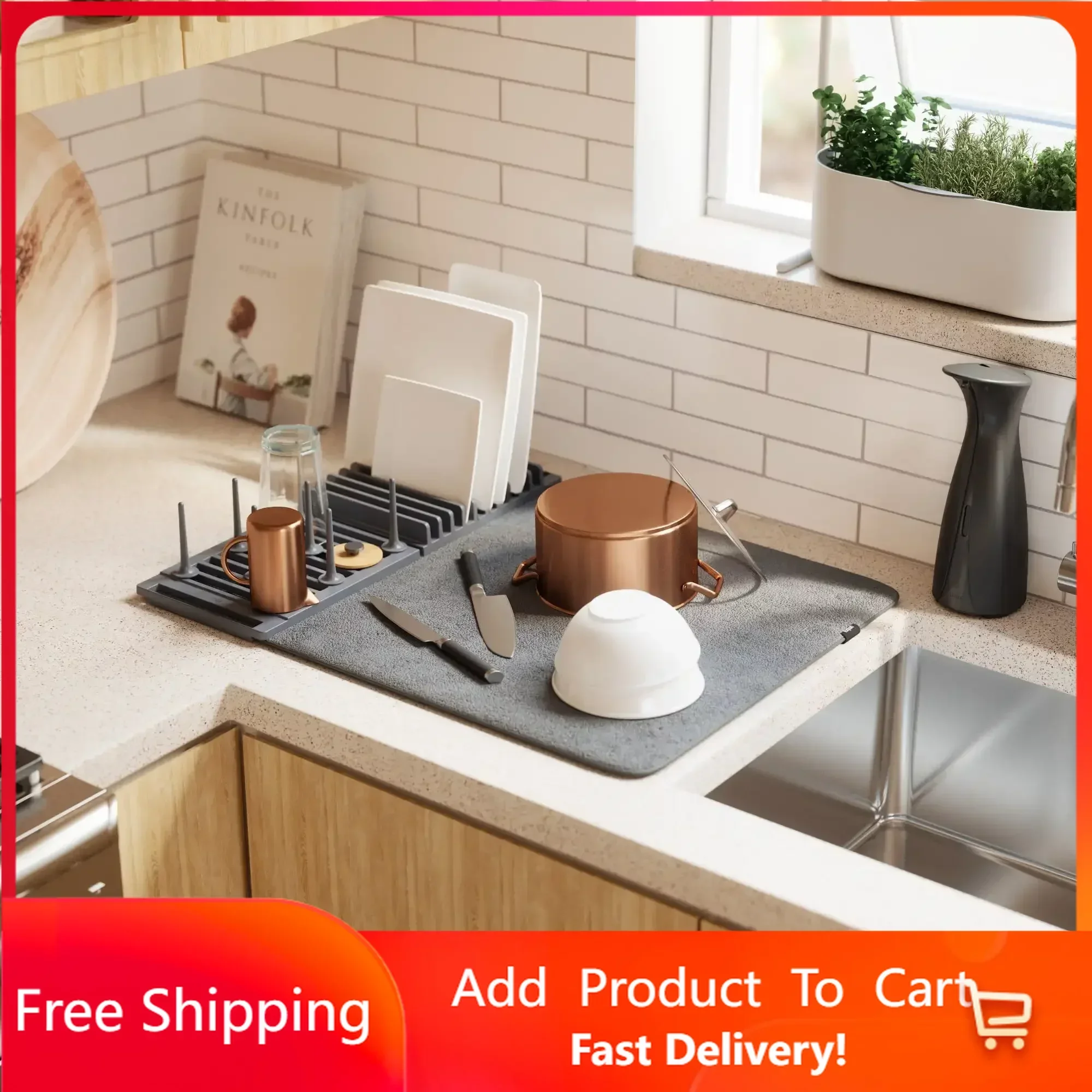 

Drying Rack with Mat, Trays Decorative, Tray, Pantry Organizer, Kitchen Organizer, Dish Drying Rack, Kitchen Items Rapid Transit