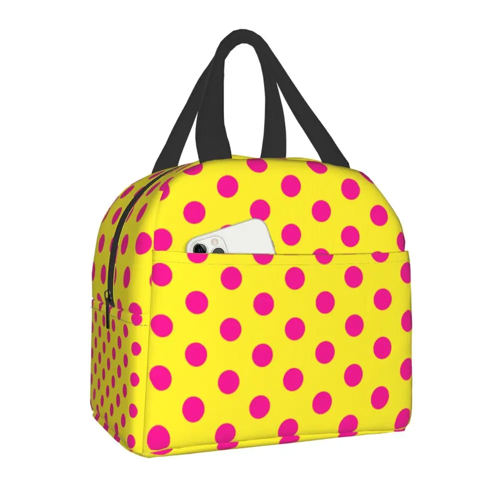 

Популярная изолированная сумка для ланча в горошек, уличный портативный термоохладитель для пикника, коробка для бенто для женщин, детей, ш...