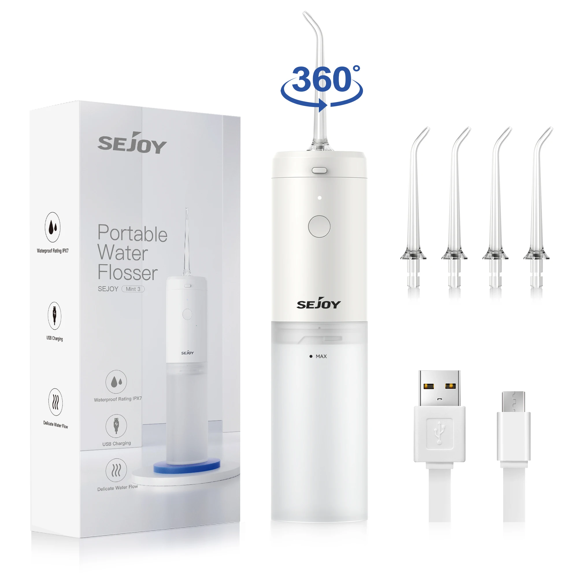 

Sejoy Portable Oral Irrigator Water Flosser Dental Water Jet Tools Cleaning Teeth 4 Nozzles Mouth Washing Machine Home Appliance