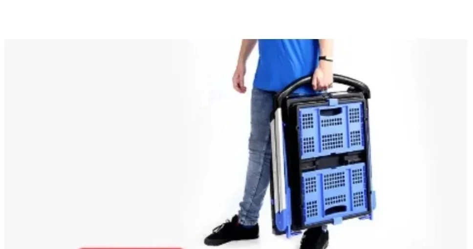 Новые двухслойные складные тележки легкие алюминиевые для покупок с ящиком