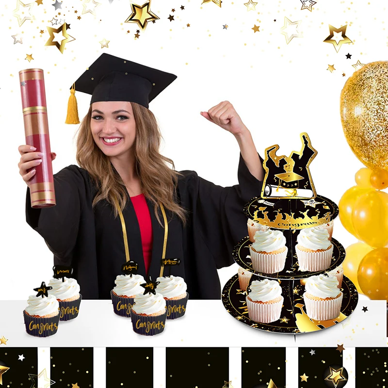 

3-х слойная блестящая золотая подставка для торта для желаний бакалавра 2022 года, одноразовая подставка для дома, отеля, ресторана и бара