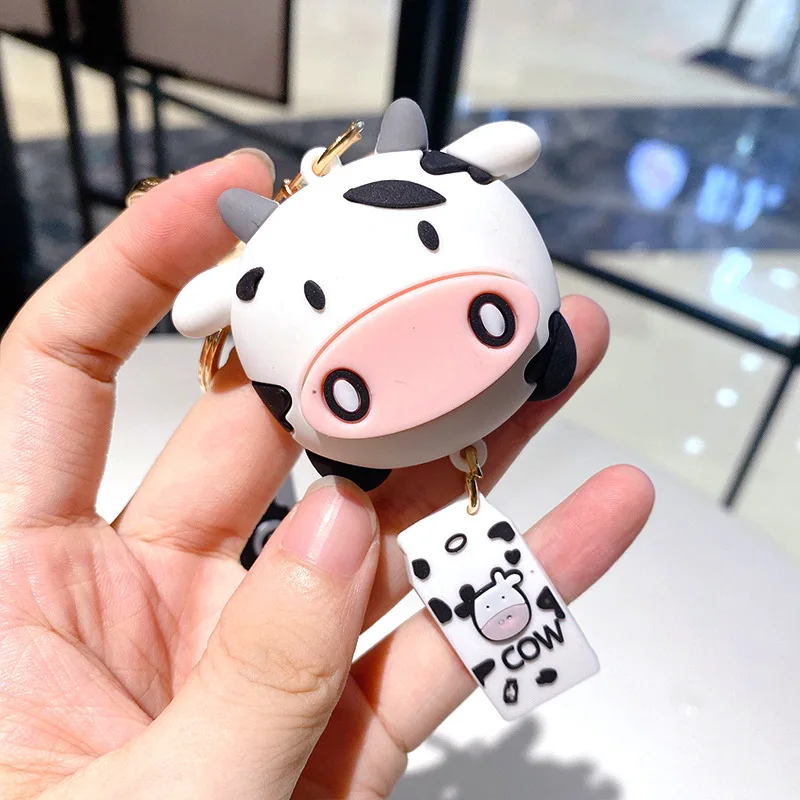 

Korean Creative New Cartoon Cute Cow Keychain Pendant for Car Keys Bag Decoration Holiday Gift Couple Kawaii Keyring Accessories