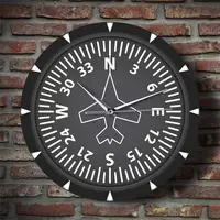 Aircraft Instrument Flight Control Panel Clever Clock Frame Aviation Compass Direction Modern Design Art Timepiece Table Clock