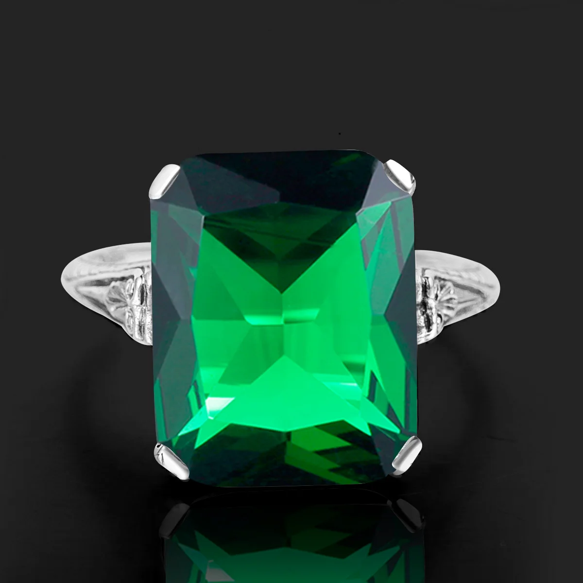 

Fine Rectangle Emerald Rings For Women 925 Sterling Silver Vintage Engagement Rings Classic Lady Jewelry Accessories New Arrival