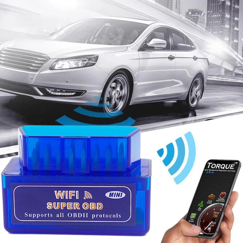 

OBD2 Scanner ELM327 V1.5 WIFI OBD 2 Automotive Diagnostic Scanner for Car OBDII Diagnostic Tool Code Reader Blue