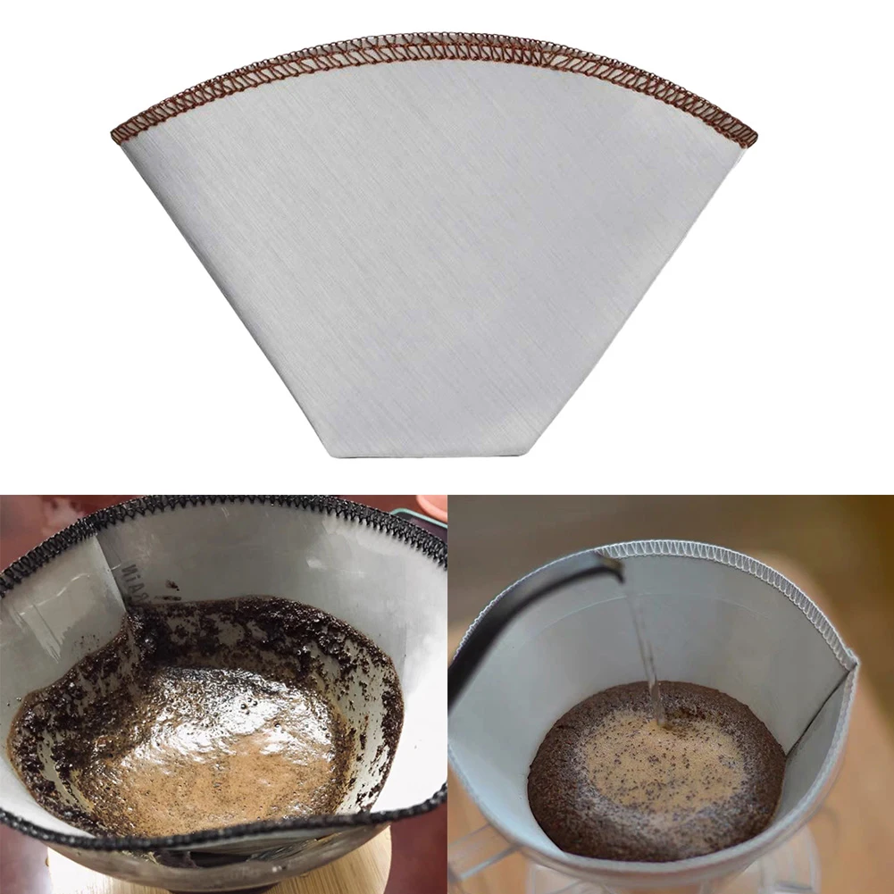 

Reusable Pour Over Coffee Filter Stainless Steel Paperless Mesh Cone Filter 1-4 Cups Espresso Coffee V Shape Drip Filter