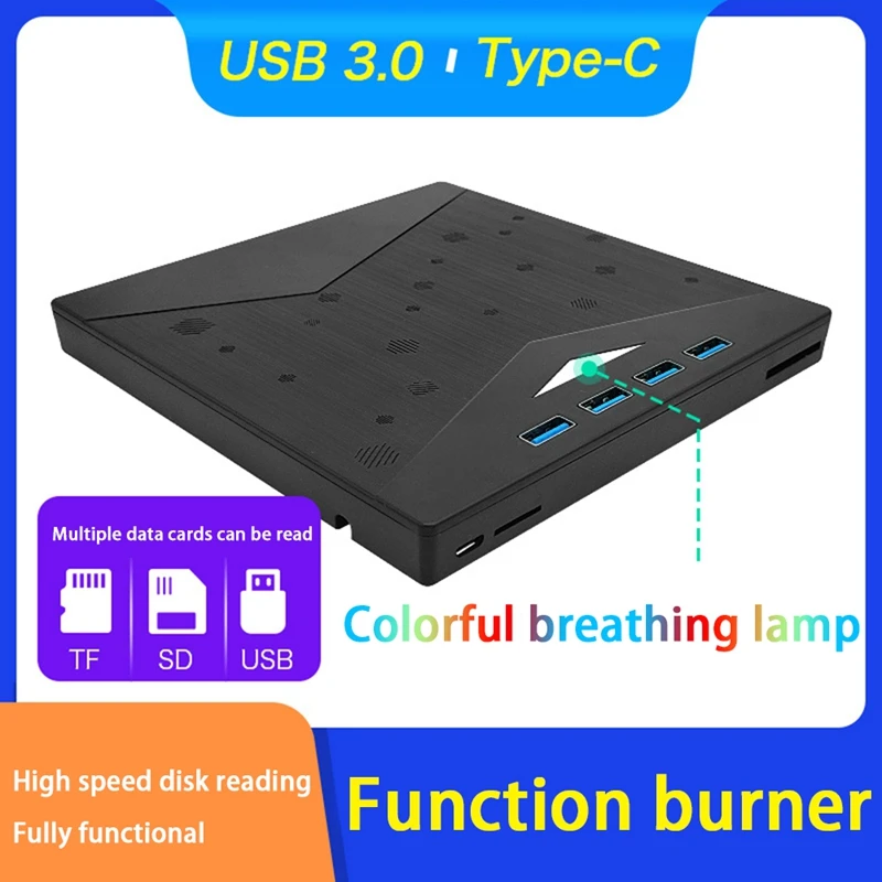 

TYPE-C Mobile External Drive USB3.0 7 In 1 Optical Drive DVD/CD Multifunctional Burner Computer Universal