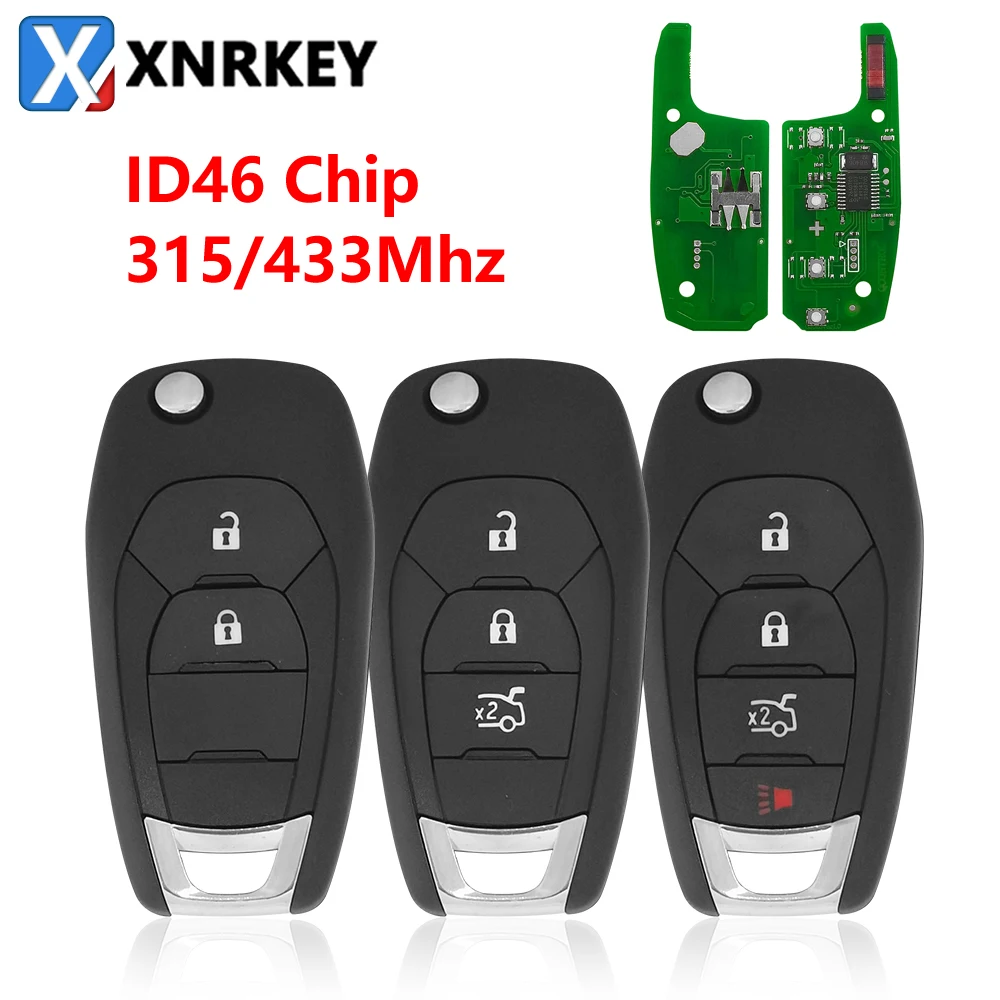 XNRKEY-llave remota de coche con 2/3/4 botones, Chip ID46, 315/433Mhz, para Chevrolet Cruze Avo, Colorado Trailblazer Onix Tracker, llave inteligente con tapa