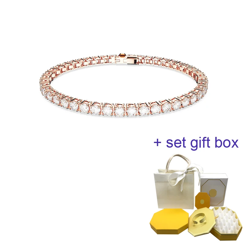 

High quality fashion element rose gold white single row full diamond bracelet,suitable for beautiful women to wear,free shipping