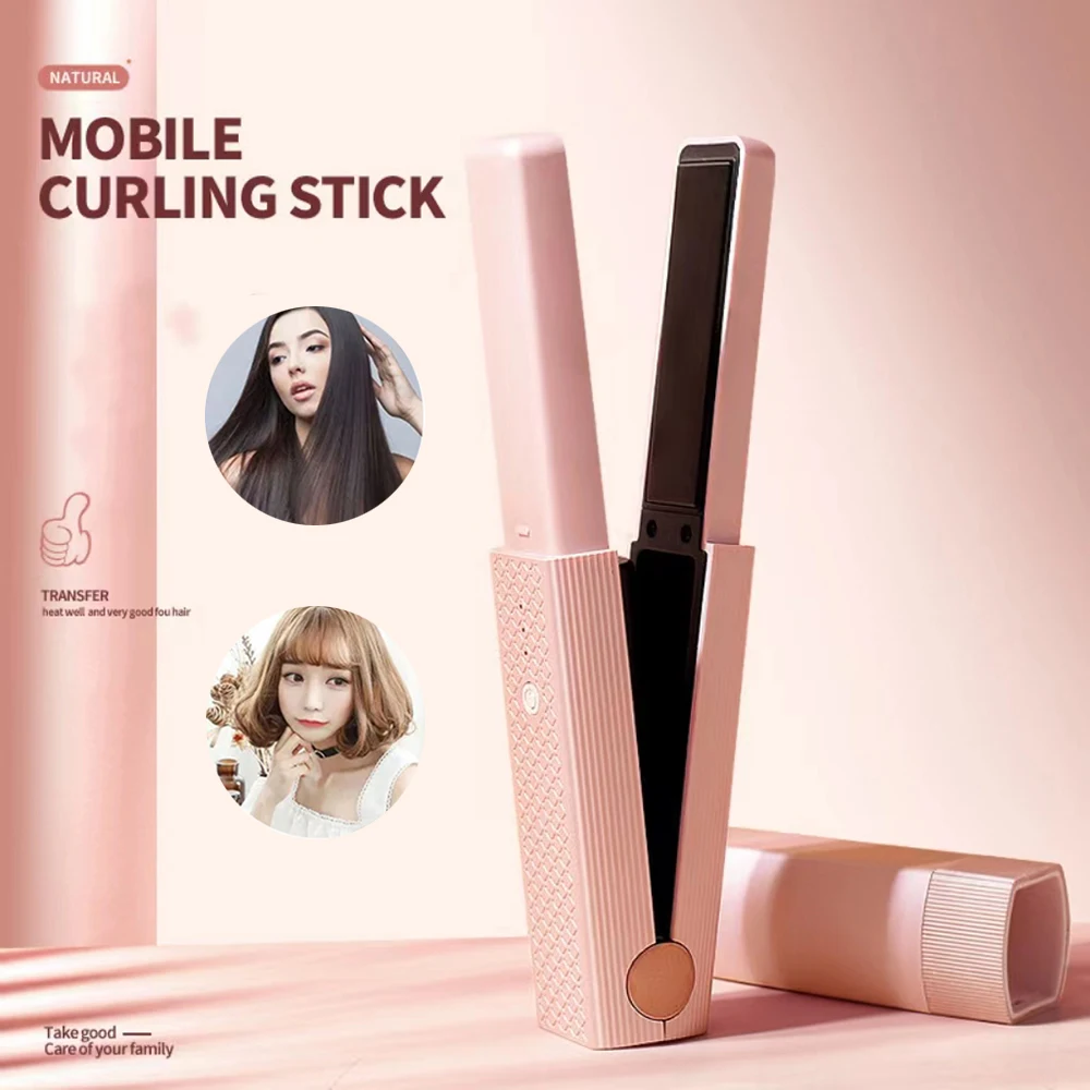 

Usb Lipstick shape Portable Mini Hair Straightener Curling Iron Ceramic Straightening Styling Tools Dual-use Splint