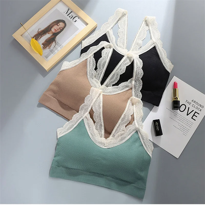 2022 Sexy Women Lace Tube Top Bra Wrap Brassiere No Steel Ring Comfortable Bottoming Soft Thread Sling Lingerie Sports Underwear