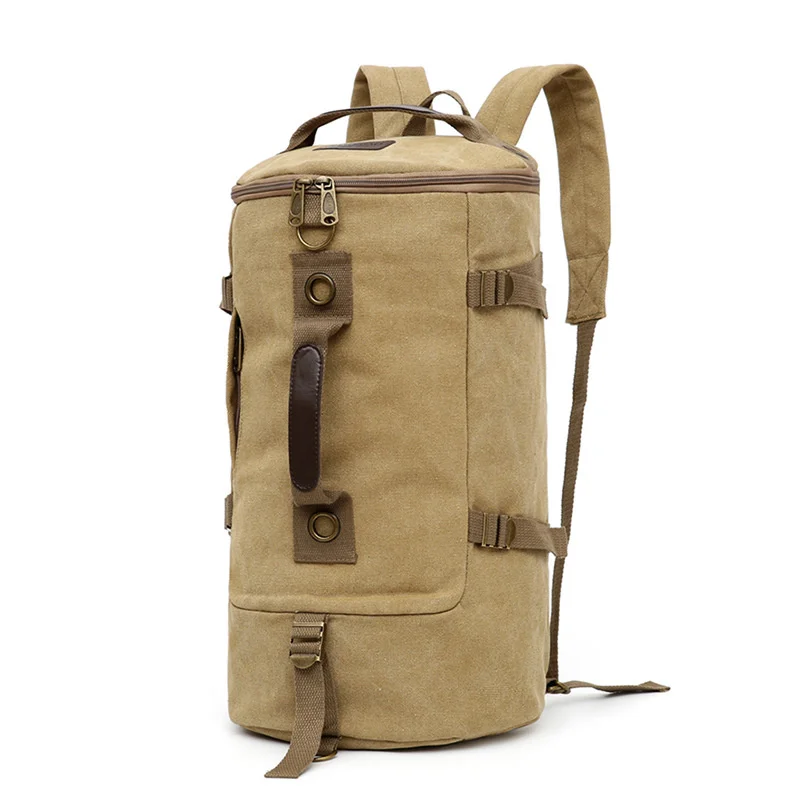

Vintage Canvas Bag Men's Fashion Middle School Schoolbag Women's Portable Travel Multi functional Outdoor Backpack
