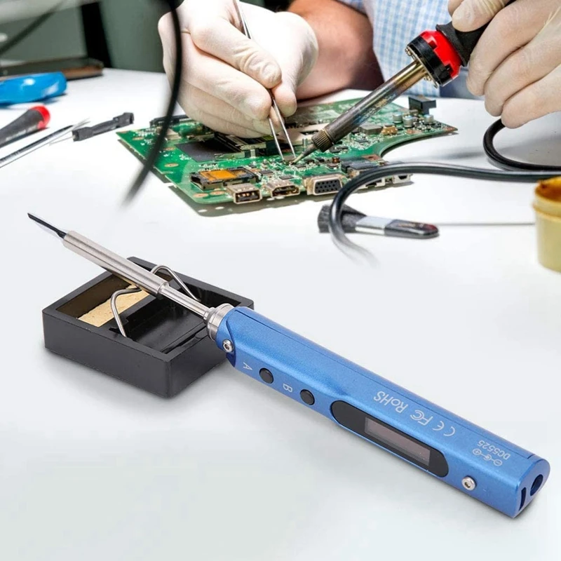 SQ-001 65W 400℃ Digital Display Adjustable Electric Soldering Iron Temperature Soldering Iron +4 Soldering Heads -B