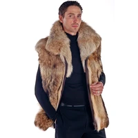 fur vest men natural coyote gilet winter warm thick fur overcoat 2022 new fashion waistcoat free shipping
