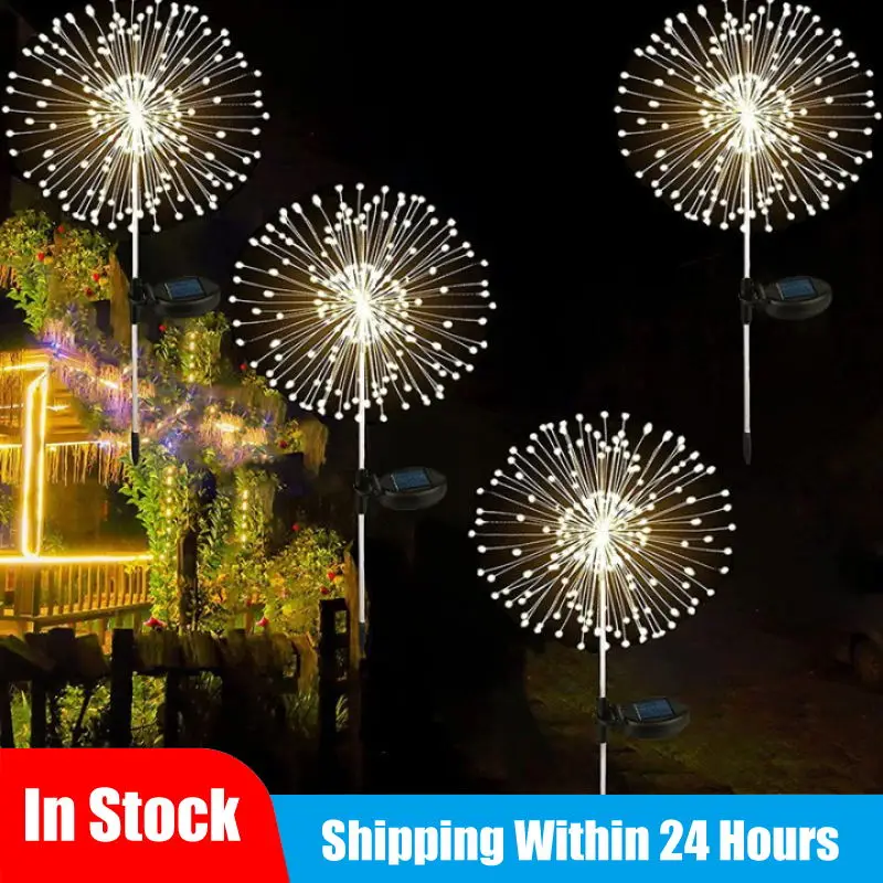 Фонарь Фейерверк/Одуванчик на солнечной батарее уличная Водонепроницаемая
