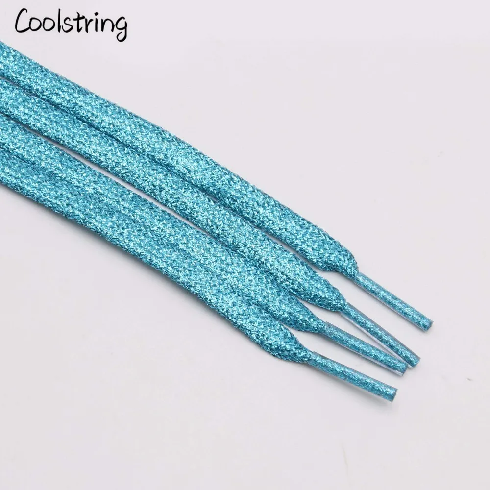 Coolstring Cool Flat Glitter Shoelaces Shiny Fashion Sparkly Shoe Laces Christmas Colors Chic Shimmering 7mm Metallic Bootlaces