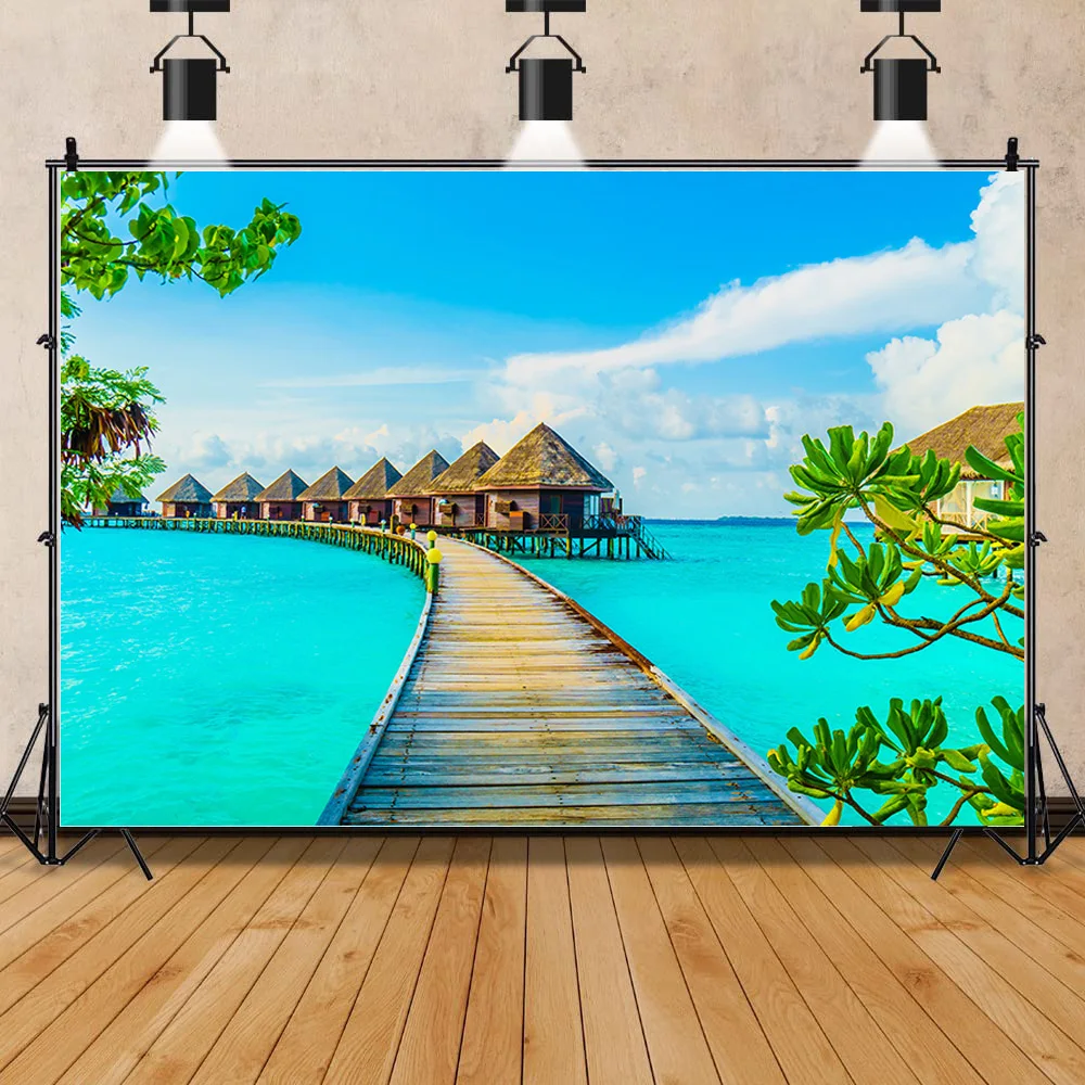 

Photography Vinyl Custom Summer Tropical Ocean Beach Palm Tree Natural Scenery Photography Background Props ST-02