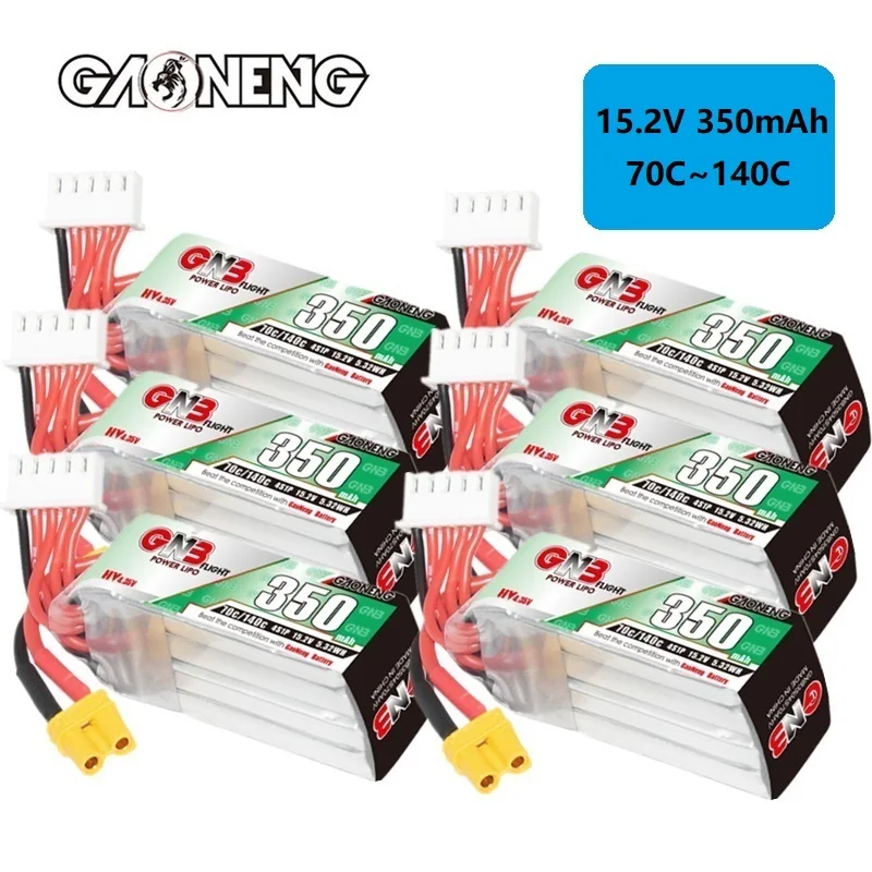 

GNB 4S1P 15.2V 350mAh 70C/140C HV Lipo Battery For Mini Quadcopter FPV Aircraft Model UAV Helicopter 15.2V Battery