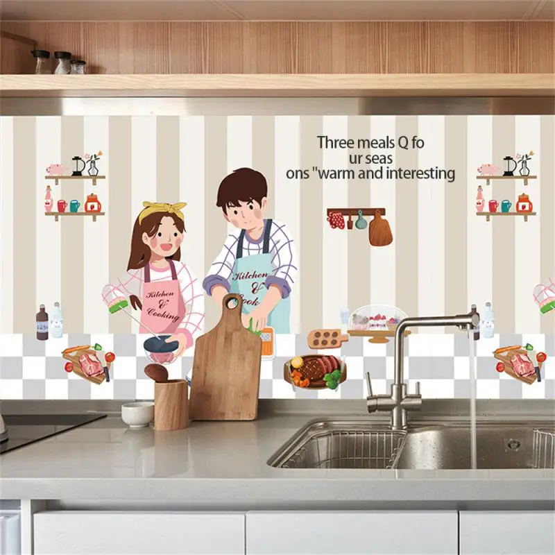 

Antifouling Mildew-proof Tile Wallpaper Cartoon Kitchen Oil-proof Sticker For Bathroom Kitchen Countertop Heat-resistant