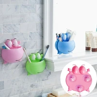 frogs cute cartoon home bathroom toothbrush holder wall mount suction cup toothpaste storage rack toothbrush rack children