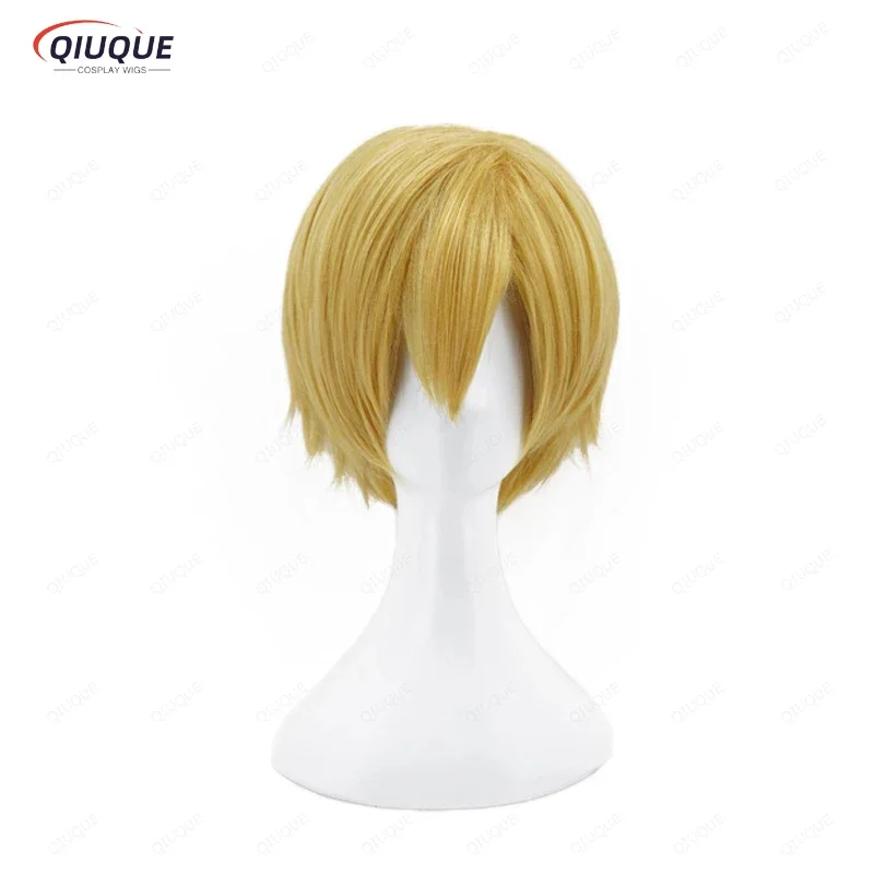 Парик для косплея из короткой льняной светлой ткани термостойкий костюма аниме