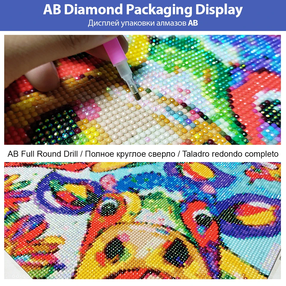 YIMEID AB Diamond Painting Colorful Girl 5D DIY Full Round/Square Embroidery Cartoon Cross Stitch Mosaic Needlework Art |