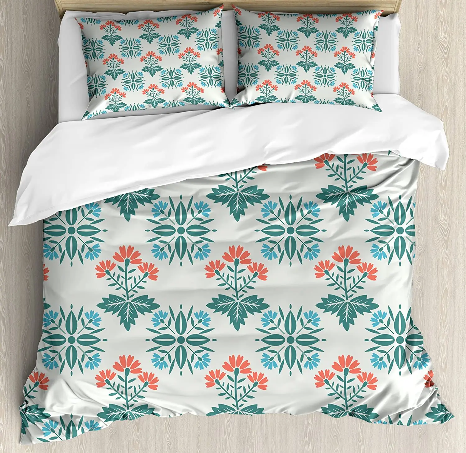

Seafoam Bedding Set For Bedroom Bed Home Ornate Floral Arrangement Blossoming Nature Abstr Duvet Cover Quilt Cover Pillowcase