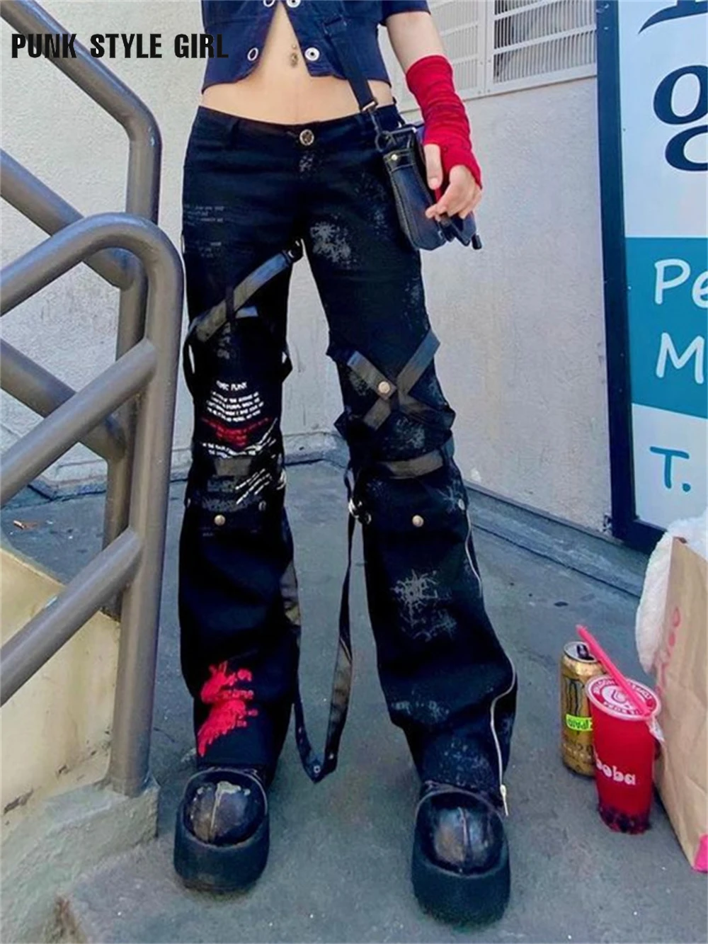 Fairy Grunge Свободные брюки для женщин Женская Мода Повседневная уличная одежда