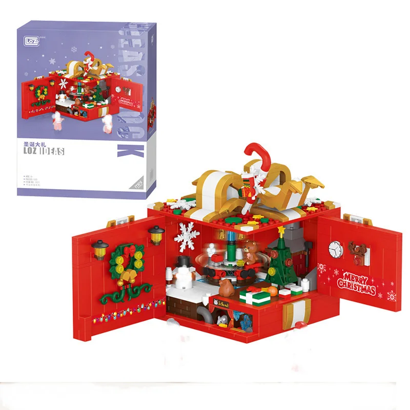 Building Block Diy Snowman Christmas Tree Bear Girls Gift Box Friends Toys For Children Kids