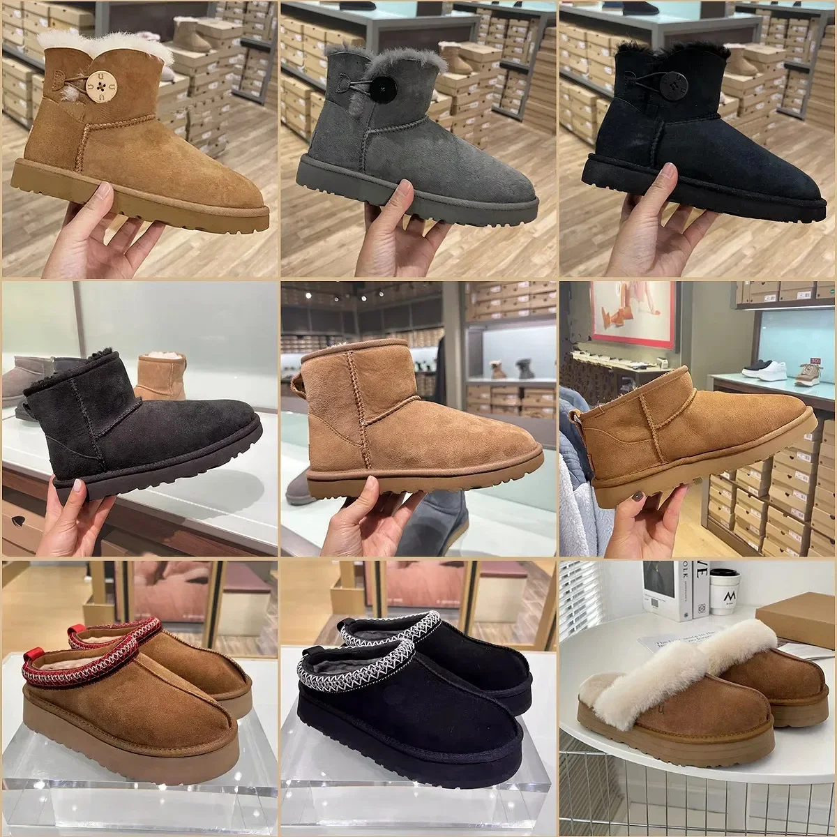 

Fluffy Snow Boots Mini Winter Tasman Platform Boot Fur Slipper Ankle Wool Shoes Sheepskin Leather Classic Casual Outside