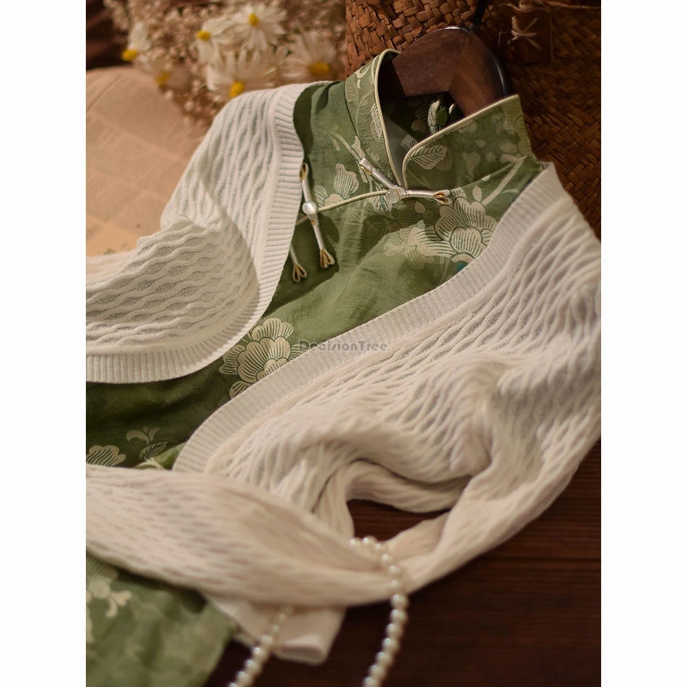 2024 китайское зеленое Ретро длинное стильное национальное модное женское платье