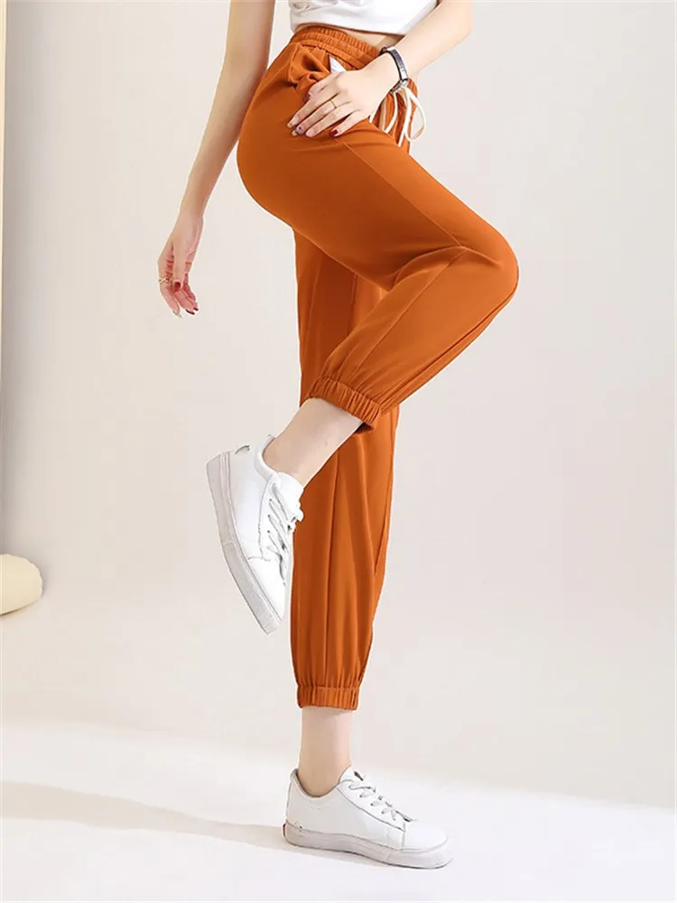 

Casual Lantern Pants for Women 2022 Summer Elastic High Waist Loose Solid Color Ladies Harem Trousers Sweatpants S-3XL 6876