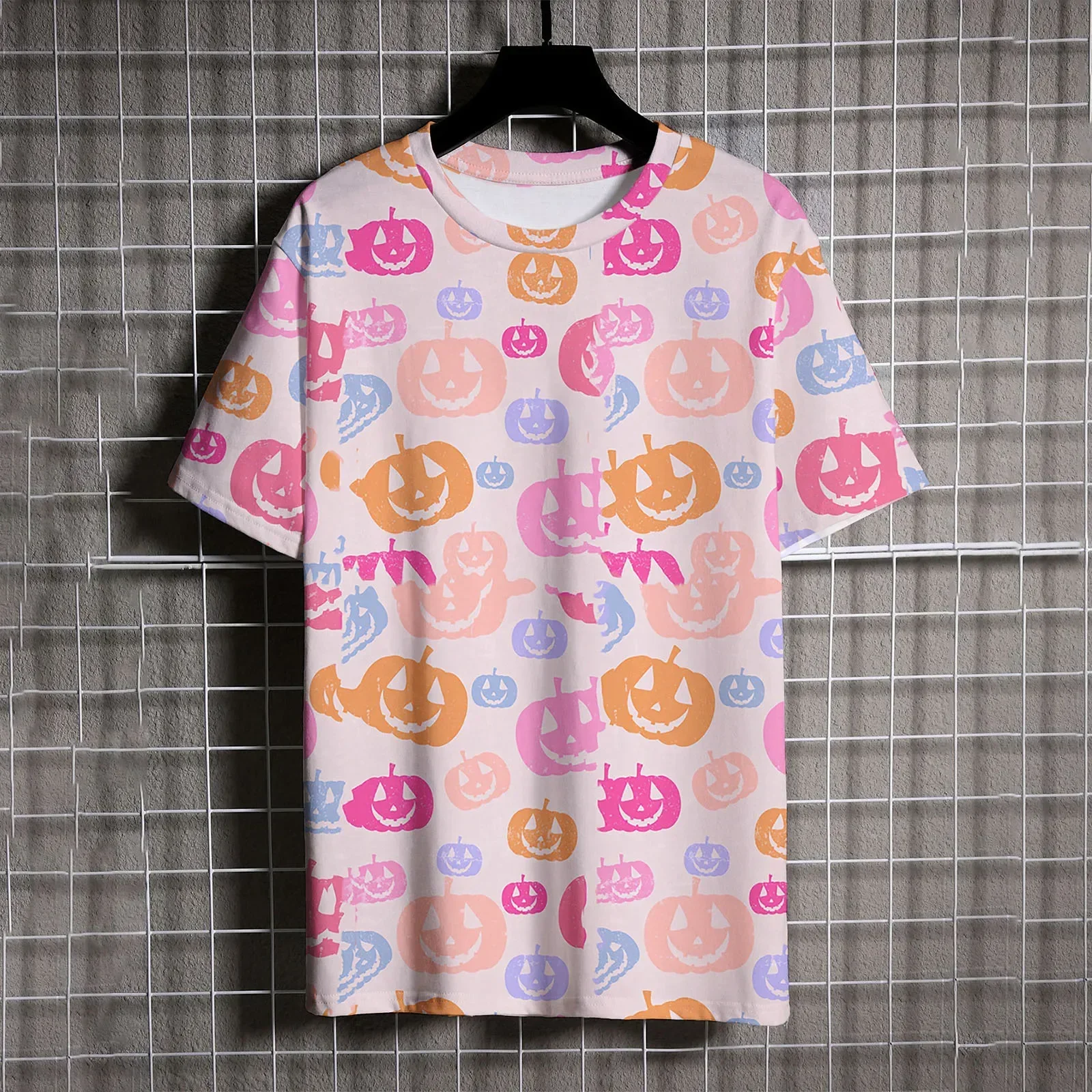 New Fashionable Versatile y2k Clothing 3D Cute pumpkin head Print Men's Halloween themed costumes Casual trend Short sleeve top