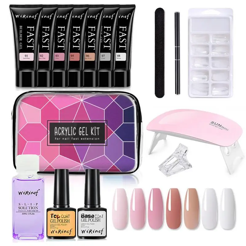 

Poly Nail Gel Kit Nail Enhancement Builder Nail Gel Kit With 7 Colors Extension Gel And Slip Solution Diy Nail Manicure Beginner