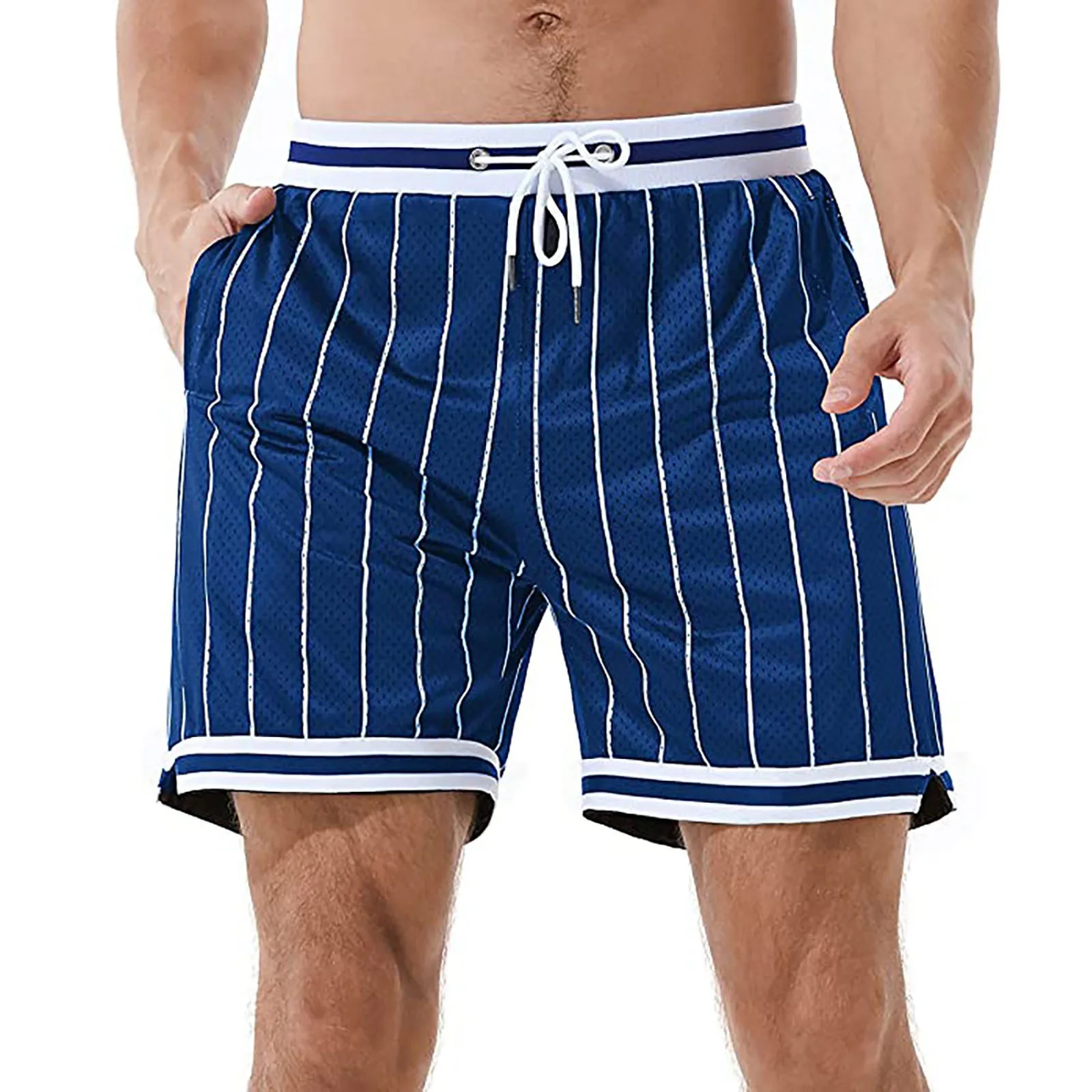 

Summer Shorts Elastic Trunks Stripe Print Men's Shorts Midi Waist Breathable Streetwear Dailywear Outfits Pantalones Cortos