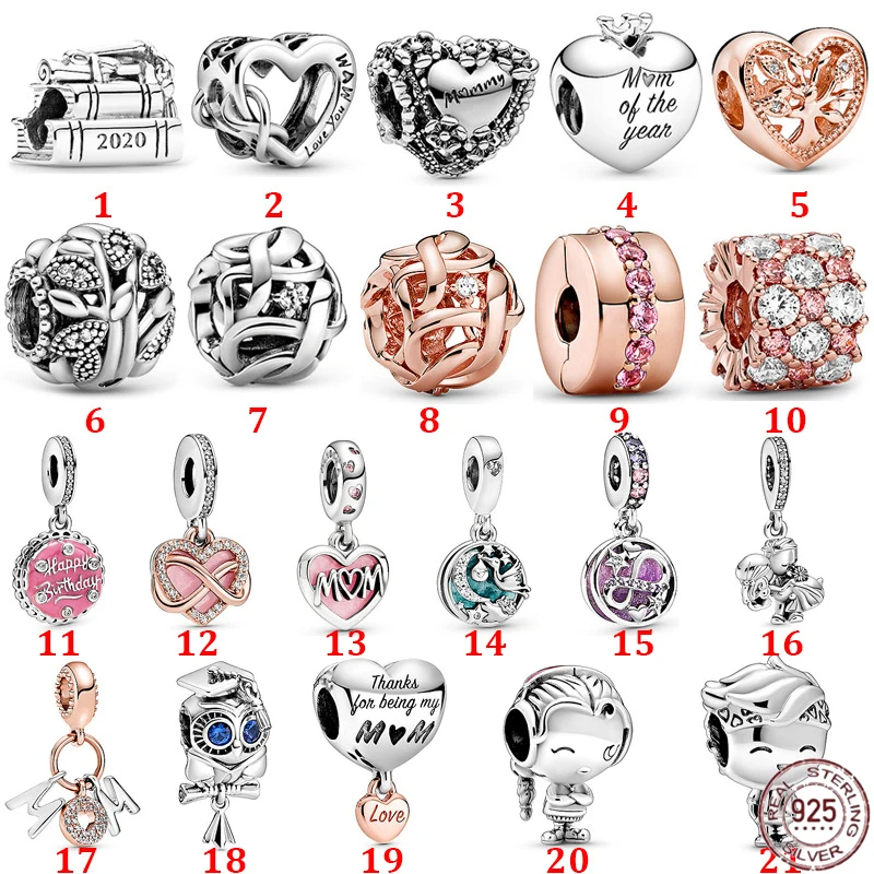 

Hot Sale 925 Sterling Silver Rose Gold Fixed buckle Heart Charm Fit Original Pandora Bracelet Making DIY Women's Jewelry